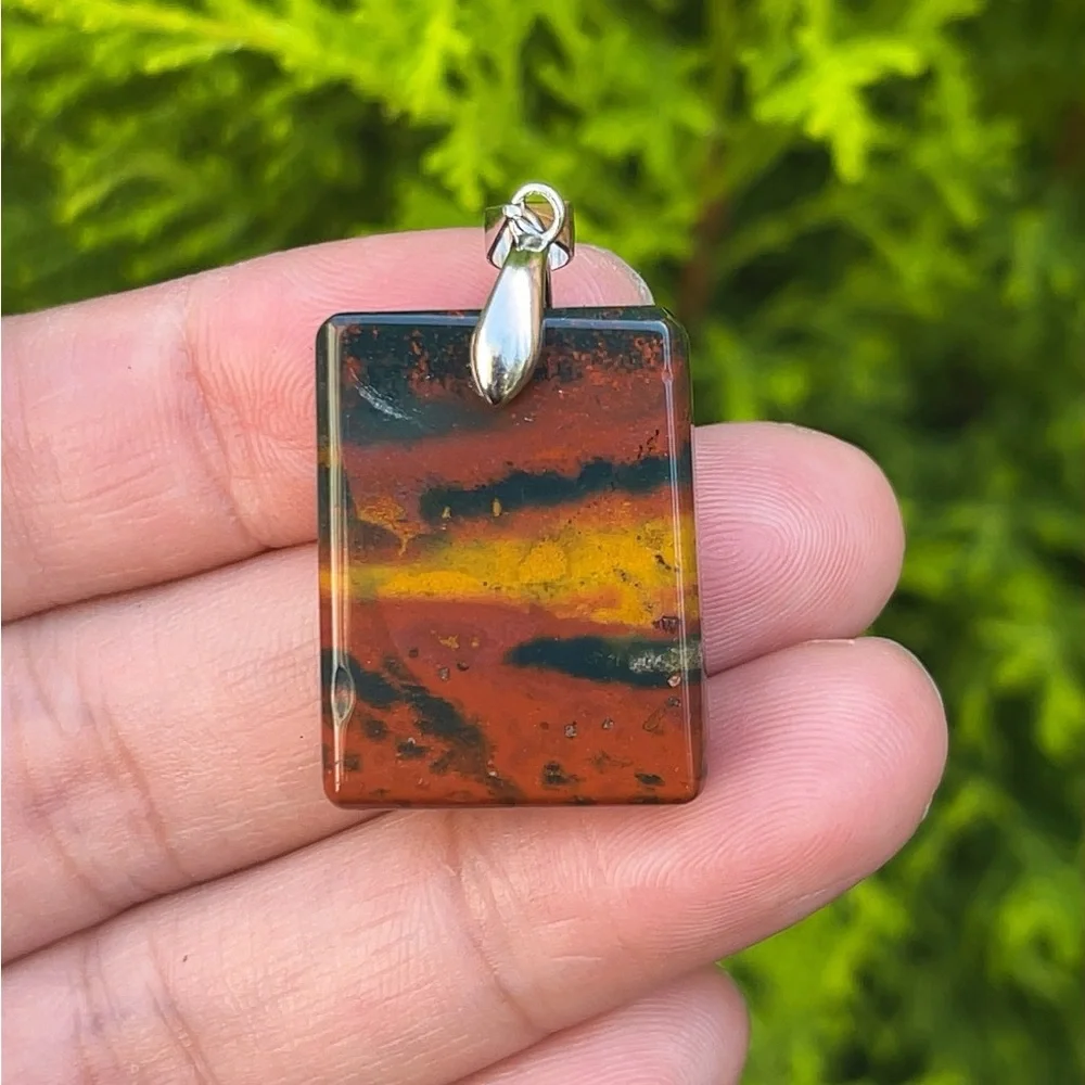 Multicolor Rectangular Pendant Necklace - Picture 5 of 5